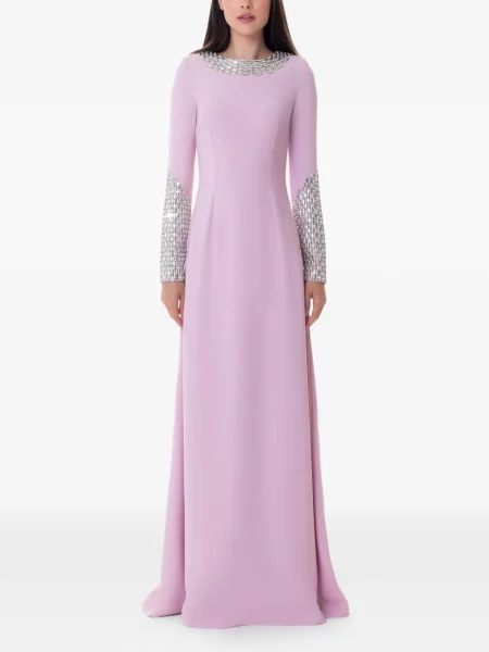 Rochie maxi Dina Melwani de cristal roz