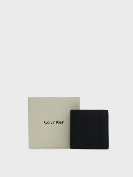 Кожаный кошелек Calvin Klein с принтом черный