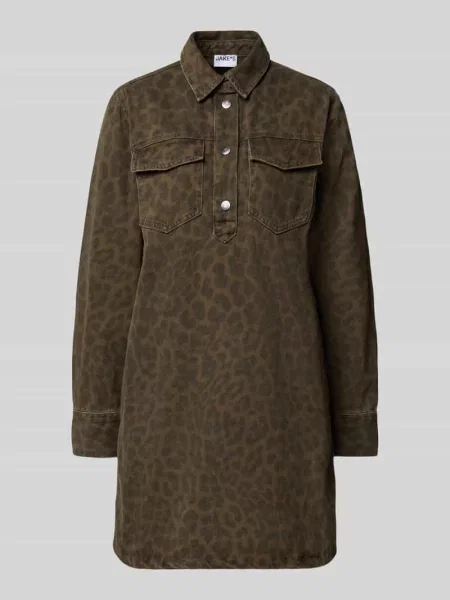 Sukienka koszulowa ze wzorem w panterkę i na piersi Jake*s Casual