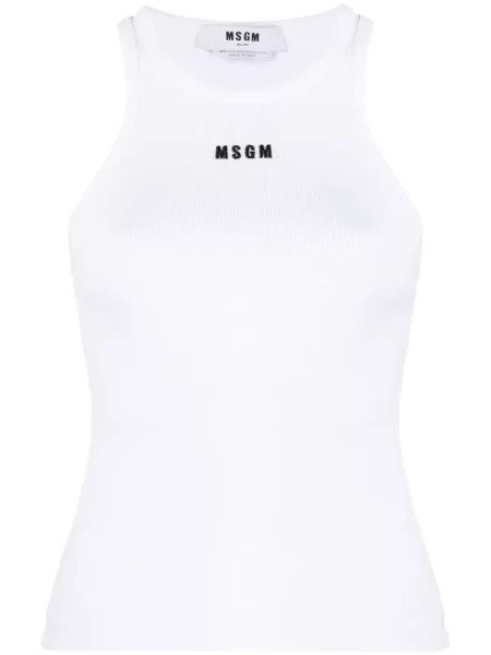 Haftowana podkoszulka Msgm prążkowana biała