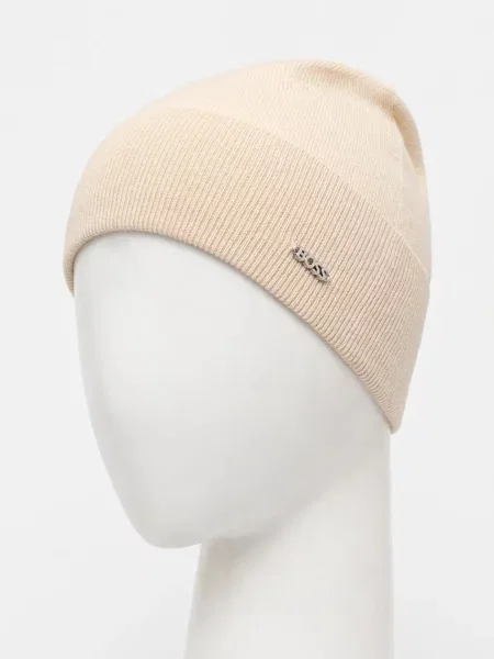 Шерстяная шапка Boss бежевая