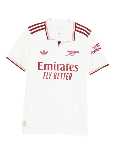 Cămașă Adidas cu dungi din jerseu alb