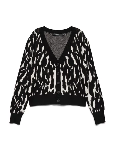 VERO MODA Geacă tricotată VMNANCY negru alb