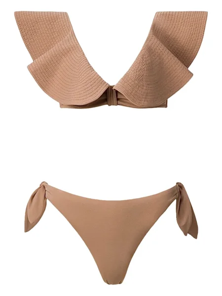 Bikini Sofia Erhan z falbankami brązowy