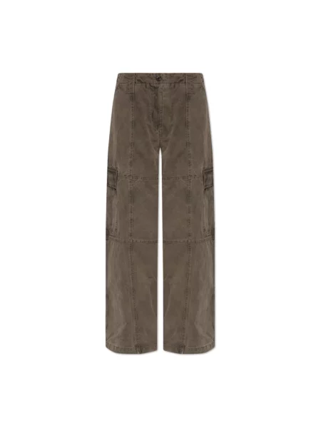 Kenzo spodnie Dyed Canvas Cargo Pants szerokie high waist brązowy