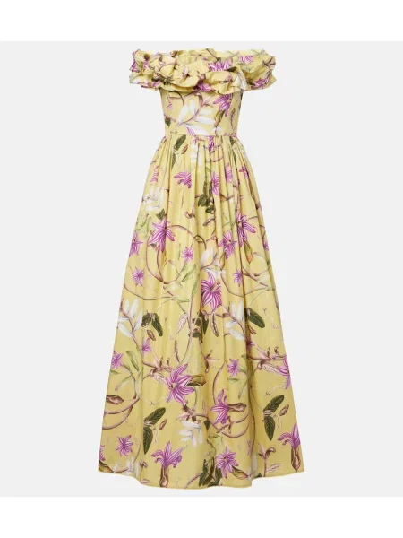 Rochie maxi Agua By Agua Bendita cu model floral din poplin de costum