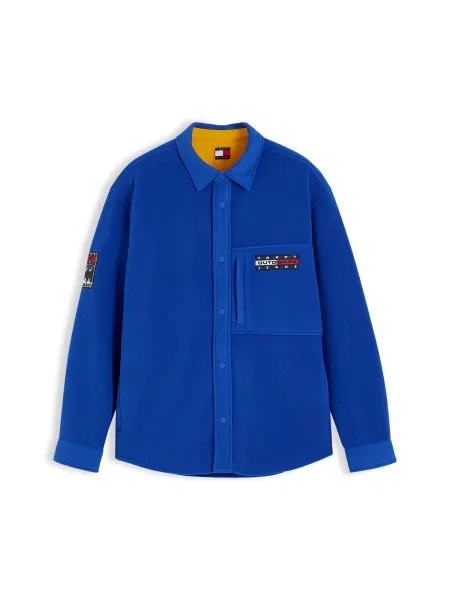 Tommy Jeans Jachetă fleece bleumarin / albastru regal / roșu cireș alb