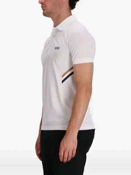 Tricou polo Boss cu dungi alb