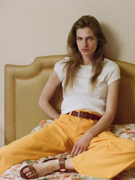 Прямые джинсы Mango оранжевые