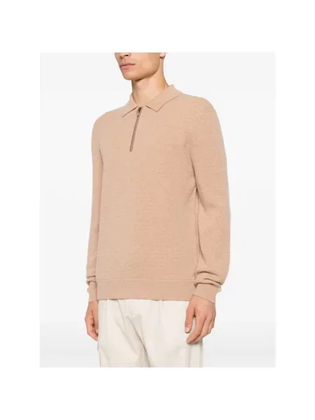 Sweter Canali wełniany z okrągłym dekoltem beżowy