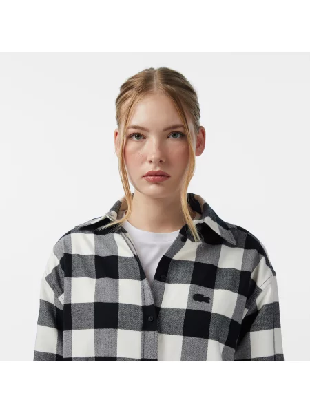 Lacoste Koszula W Kratę czarna