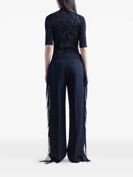 Pantaloni Fforme cu franjuri negru
