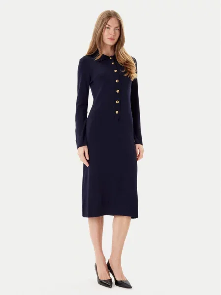 Luisa Spagnoli Pletena obleka Matteucci Mornarsko modra