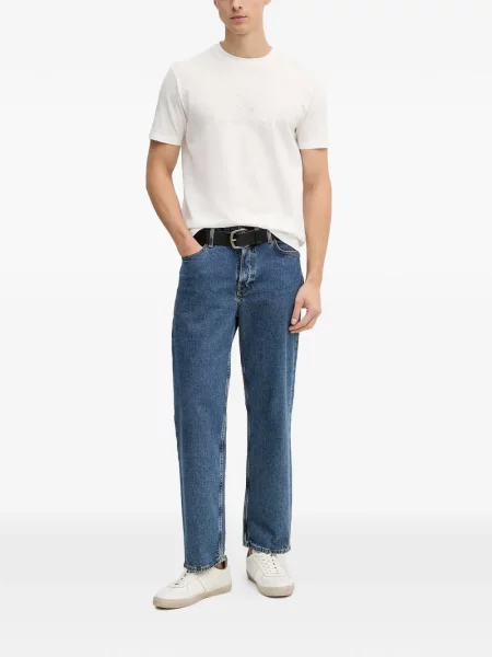 Scurt tricou Armani Exchange cu autograf alb