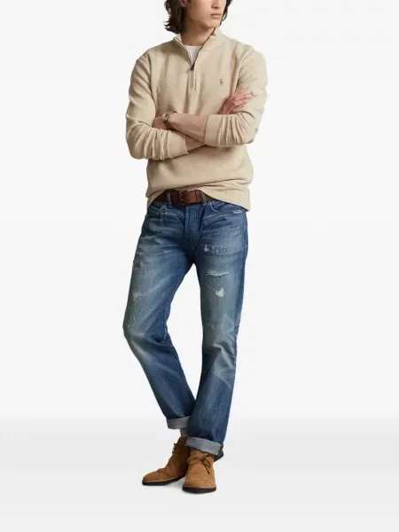 Tricou polo Polo Ralph Lauren cu glugă cu blană cu broderie roșu