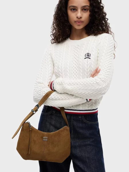 Замшева сумка Tommy Jeans коричнева
