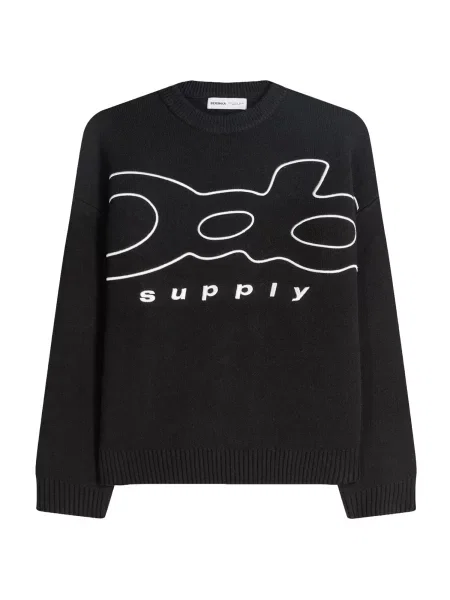 Bershka Pulover črna bela
