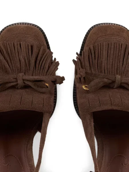 Pantofi loafer Etro din piele de căprioară slingback maro
