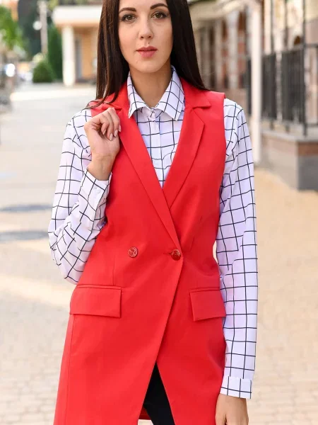 Жилет класичний LadyLike бавовна/поліестер червоний