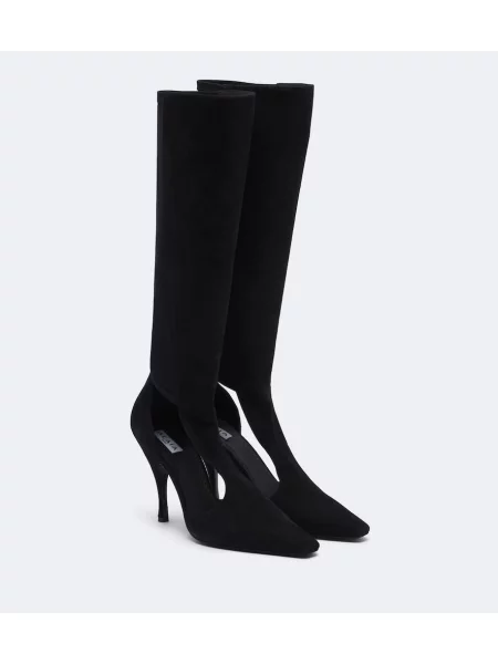 Cizme Alaïa din piele de căprioară negru