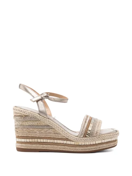 Espadrile Alma En Pena cu pană de cristal auriu