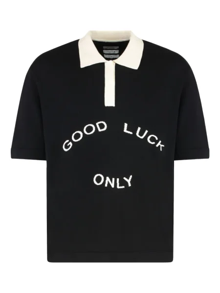 Polo Mr. Saturday cu broderie negru