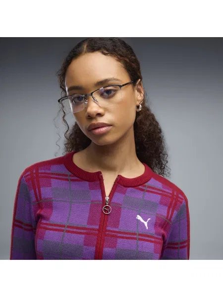 PUMA dopasowany kardigan T7 Tartan OdzieÅ¼ S czerwony