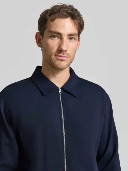 Bluza rozpinana w kroju regular fit z mieszanki bawełny model TOM' Selected granatowa