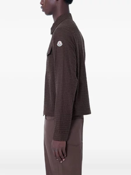 Geacă cămașă Moncler în carouri maro