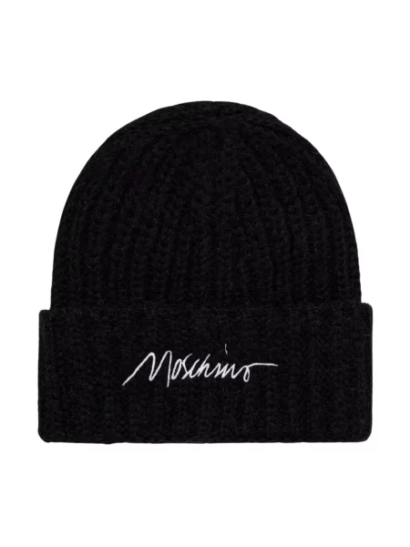 Moschino czapka beanie z wełną czarna