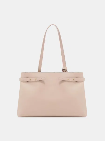 Кожаная сумка Emporio Armani бежевая