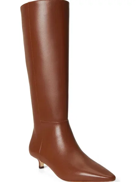 Lauren Ralph Lauren čižmy dámske kožené Frncsa Tl Hl hnedá