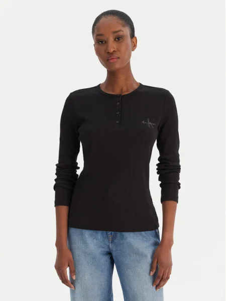 Тениска с дълъг ръкав Calvin Klein Jeans черно