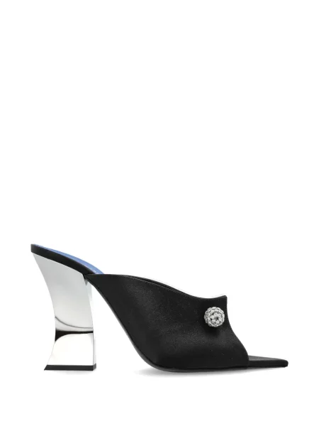 Papuci tip mules Lanvin din satin negru