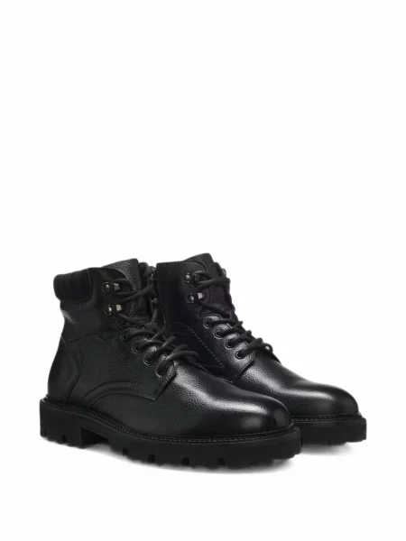 Botine Hugo cu șireturi din piele negru