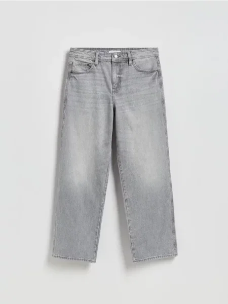 Reserved Blugi baggy cu efect prespălat deschis gri