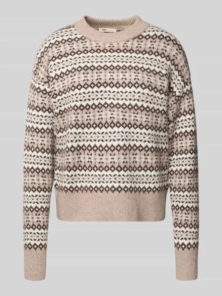 Sweter z dzianiny z prążkowanymi wykończeniami model ‘INES’ Levi's beżowy