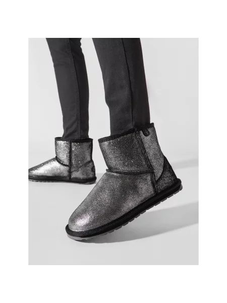 EMU Australia Sniego batai Wallaby Mini Metallic Teens juoda