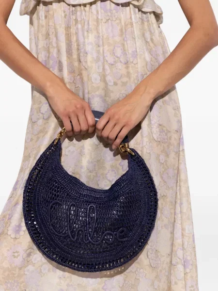 Geantă shopper Chloé cu broderie albastru