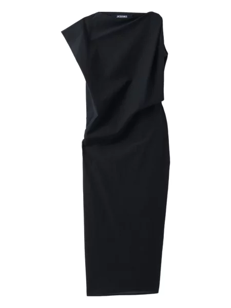Rochie midi Jacquemus drapată până la genunchi de costum negru