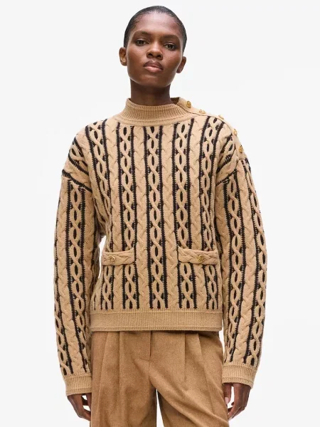 Karl Lagerfeld pulover din amestec de lână călduros cu turtleneck maro