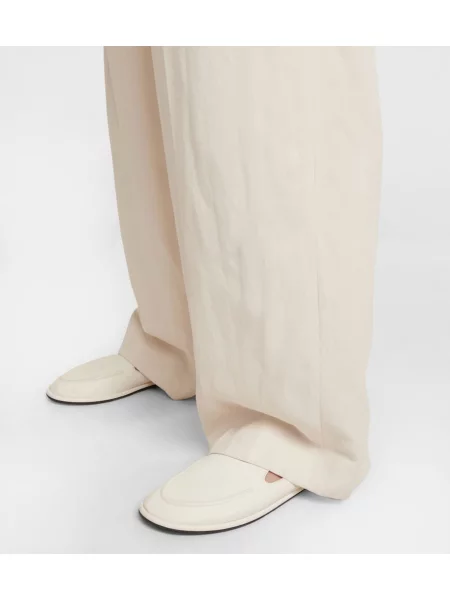 Pantofi loafer The Row din piele alb