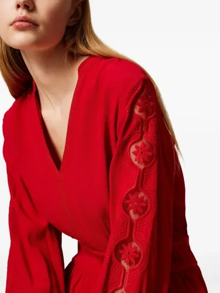 Rochie mini Twinset cu broderie cu decolteu în V de costum