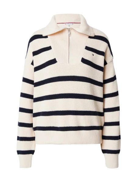 Tommy Hilfiger Pulover CO CARDI STITCH ZIP SWT alb