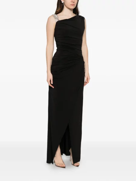 Rochie maxi Amen cu volane asimetrică negru