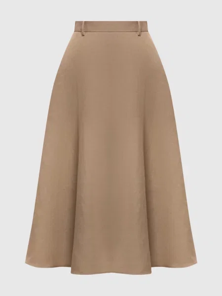 Спідниця міді з льоном і шовком Agnona бежева
