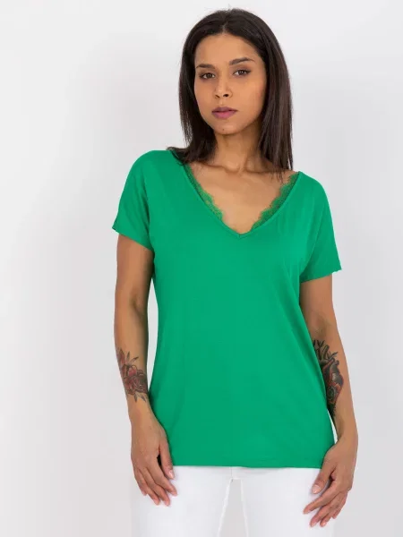 Tricou Fashionhunters din dantelă verde