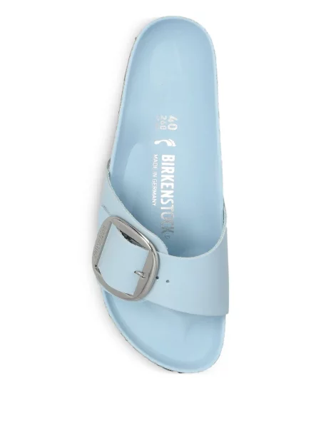 Sandale Birkenstock din piele fără toc de lac albastru