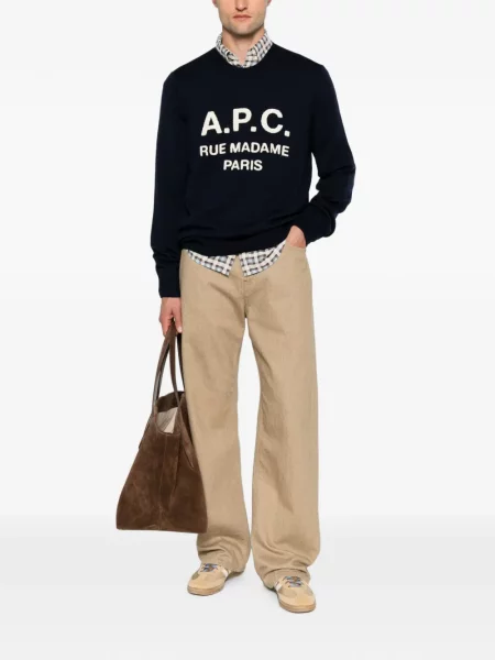 Pulover A.p.c. de lână cu autograf albastru
