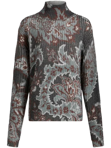 Pulover Etro de lână cu model floral cu imagine albastru